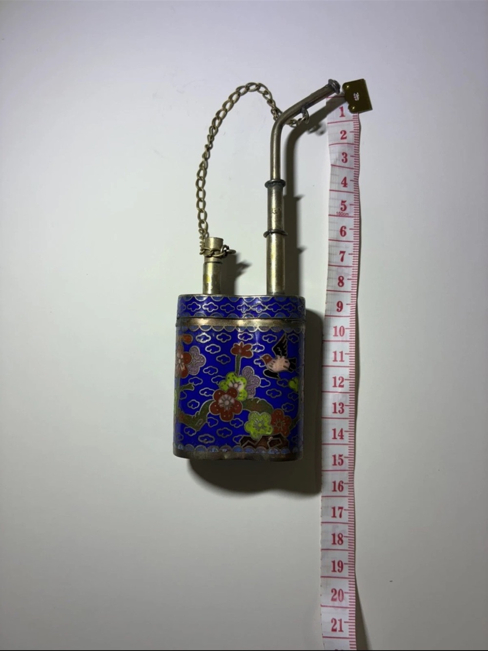Rare Antique Chinese Cloisonne Poppy Water Pipe Antique
